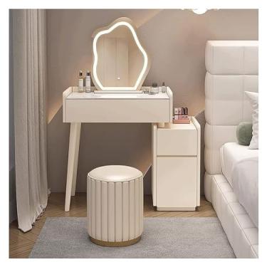 Imagem de Espreguiçadeira, penteadeira lindas penteadeiras, conjunto de mesa de penteadeira, espelho de maquiagem de LED, mesa de penteadeira com banco de maquiagem estofado para casa