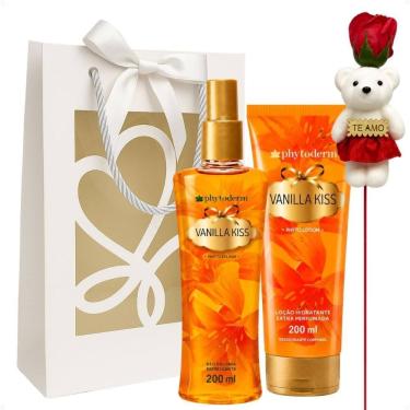 Imagem de Kit Presente Phytoderm Vanilla Kiss: Body Splash Colônia, Hidratante e Rosa Ursinho