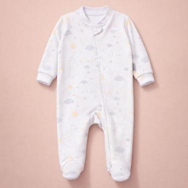 Imagem de Macacão com Zíper Fleece Luxo Estampado para Bebê e pé Antiderrapante 