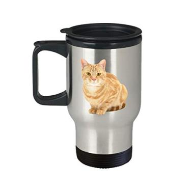 Imagem de Caneca de viagem de gato laranja Tabby – Caneca de café de gato Tabby laranja – Copo isolado divertido – ideia de de Natal