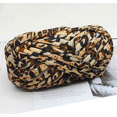 Imagem de 1 peça de camiseta colorida fio de tricô tecido de crochê para arte de tecido de malha DIY (#44 Leopard)