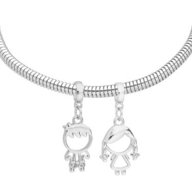 Imagem de Pulseira Filhos Casal Banhado a Prata 925 - WORK SEMIJOIAS, 20 cm (par