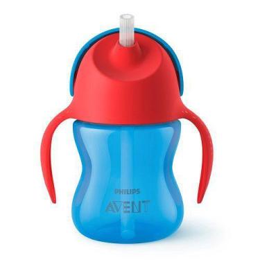 Imagem de Copo com Canudo 200ML Curvado Dinossauro AZUL/VERMELHO PHLIPS AVENT SC