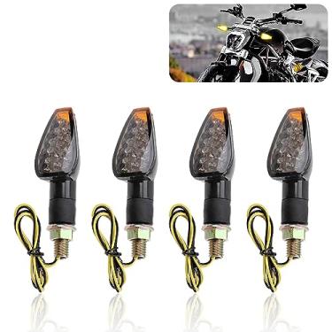 Imagem de 4 peças de seta de motocicleta – 14LED 12V lâmpada âmbar brilhante pisca-pisca para motocicleta – luz de seta universal dianteira/traseira MMotorcycle compatível com Yamaha Kawasaki Honda