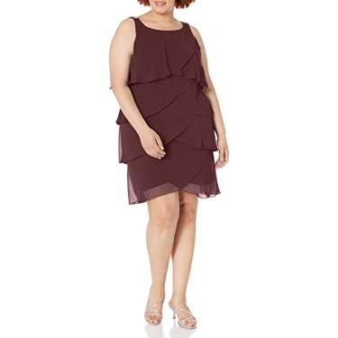Imagem de S.L. Fashions Vestido feminino plus size sólido com várias camadas adornado no ombro, Fig, 48