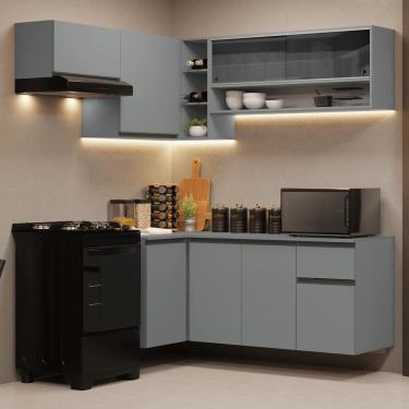 Imagem de Armário De Cozinha Completa De Canto Suspenso 325cm Nice Madesa 02 Cinza