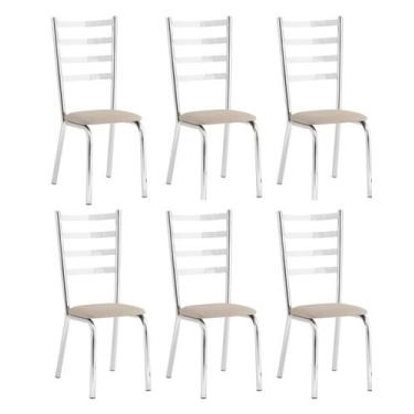 Imagem de Conjunto 6 cadeiras Laura cromada para cozinha ou sala de jantar super