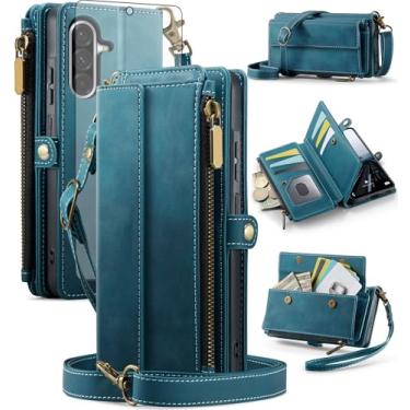 Imagem de Asuwish Capa de telefone para Samsung Galaxy A54 5G capa carteira com zíper com protetor de tela e alça transversal alça flip bloqueio RFID suporte para cartão celular A545G A 54 54A 4G G5 SM A546U