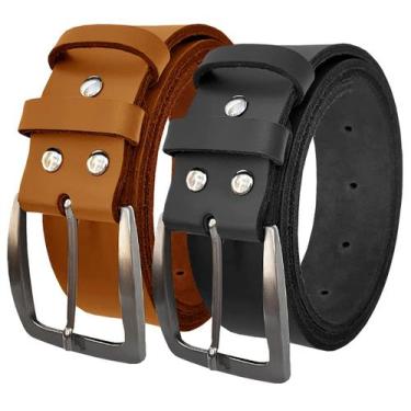 Imagem de Kit 2 Cintos Masculino Largo 40mm Social de Couro, Elegante - Morais C