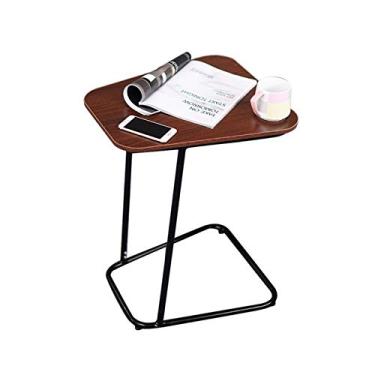 Imagem de Mesa de centro multifuncional para laptop, mesa lateral para sala de estar, pequena mesa de chá para sofá, canto, móveis domésticos, mesa portátil para computador (cor marrom) cáqui