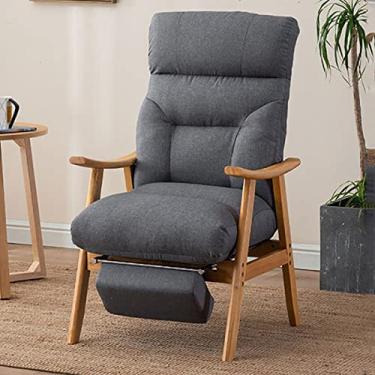 Imagem de espreguiçadeira, poltrona de madeira, poltrona de madeira, cadeiras de mesa para quarto, tecido respirável, encosto ajustável, com apoio para os pés, assento estofado largo, cadeira de móveis