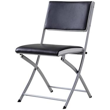 Imagem de Cadeira dobrável, cadeiras dobráveis, cadeira de treinamento de escritório a granel com encosto, cadeira dobrável única confortável, cadeira de evento de jardim em casa, para reuniões (cor: preto * 3