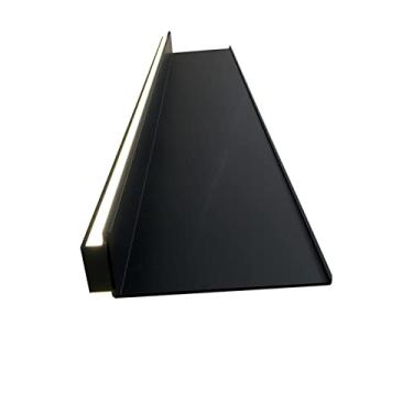 Imagem de Prateleira flutuante embutida luz branca LED, prateleiras de parede, prateleiras criativas de liga de alumínio para prateleira de plantas ou estante de livros, prateleira de armazenamento de parede