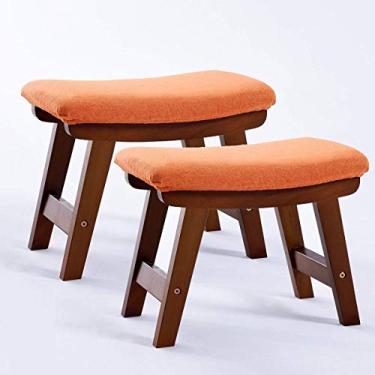 Imagem de FTOQWZXV Banqueta dobrável estofada de madeira maciça conjunto de 2 banquinhos otomanos capa lavável banquinho de entrada de faia trocador de sapatos banco de sofá - h 39 x 25 x 29 cm