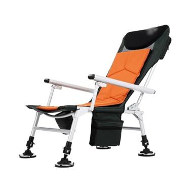 Imagem de URGDWEKJY Cadeira de pesca, cadeira dobrável, móveis de acampamento ao ar livre, com pernas de elevação, almofada removível, pesca, praia, espreguiçadeira, acampamento, (A)