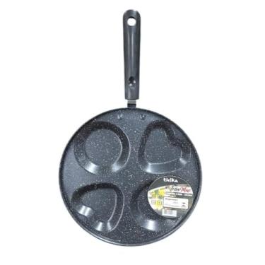 Imagem de Frigideira Antiaderente com 4 Divisórias, Preta, para Ovos,Fritadeiras e Frigideiras - 24,5cm