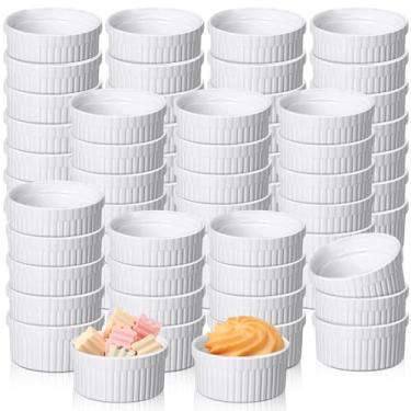Imagem de Ziliny 72 peças de mini ramequins de porcelana de 59 ml, pode ir à máquina de lavar louça, pequeno molho de cerâmica, ramequins para tábuas de charcutaria, pratos de creme brulee, copos de molho de