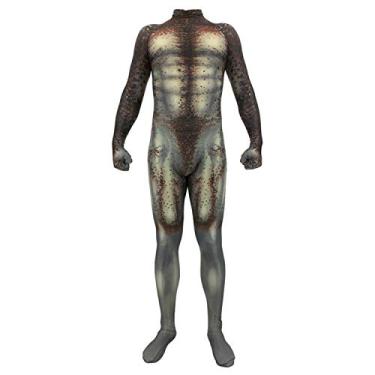 Imagem de Gesikai01 macacão masculino para meninos O predador cosplay fantasia de Halloween Lycra Zentai macacão para adultos crianças, Verde, Kid-Small (Height 37-43 inch)