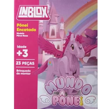 Imagem de Unicórnio de Montar Infantil Brinquedo Educativo com Asas Figura de Ação Colecionável Bloco de montar -ROSA