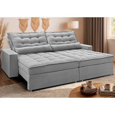 Imagem de Sofá Retrátil E Reclinável 2,32m Molas Ensacadas Belle. Boucle Cama Inbox Cinza Claro