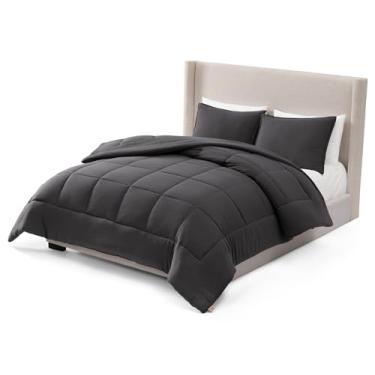 Imagem de UGG Conjunto de edredom Leonora com 2 fronhas, leve, alternativo, reversível, aconchegante para todas as estações, lavável e hipoalergênico, casal/queen, cinza carvão