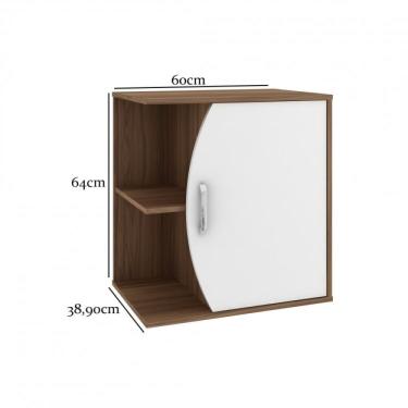 Imagem de Gabinete para Banheiro 1 Porta 60cm Duna Móveis Bosi Nogal/branco