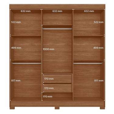 Imagem de Guarda Roupa Casal 6 Portas Toledo Com Espelho Jatobá Areia - Santos Andirá