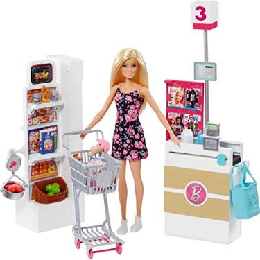 Imagem de Barbie Conjunto de Brinquedo Supermercado com Boneca para crianças a partir de 3 anos