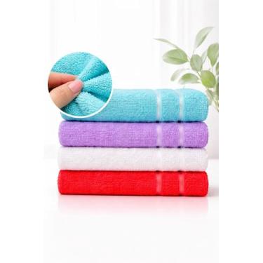 Imagem de Toalhas de Banho Cristal Algodão Kit 4 Unidades - Brk, Vermelho, 65cm 
