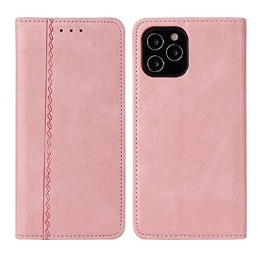 Imagem de GSYH Capa flip para iPhone 13 Mini/13/13 Pro/13 Pro Max, capa carteira de couro legítimo com suporte para cartão magnético TPU Shell Folio Capa, Rosa, 13 Mini 5,4 polegadas