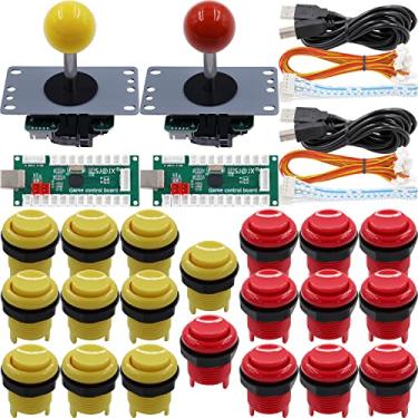 Imagem de SJ@JX Arcade Game 2 Player Controller DIY Kit Microswitch Recessed Button 4&8 Way Joystick Zero Delay USB Encoder Fighting Stick Handles Console for PC MAME Raspberry Pi Retropie
