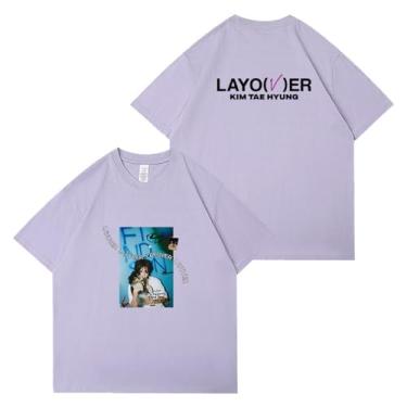 Imagem de Camiseta com estampa de cachorrinho em V Kim Tae Hyung Solo Merch para fãs camiseta de algodão gola redonda manga curta, 1 roxo, P