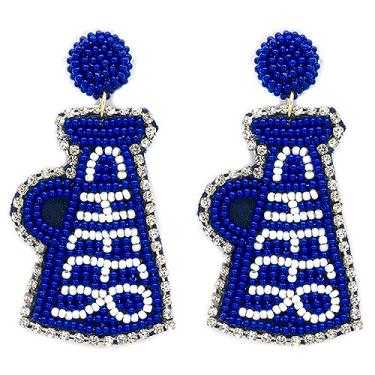 Imagem de Emulily Brincos com contas de torcida feitos à mão chifre de torcida Megafone College Sport Gameday, Vidro, n