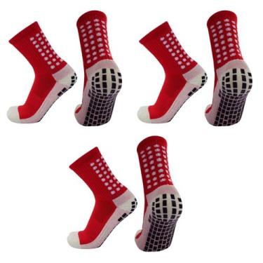 Imagem de Kit 3 pares Meia Antiderrapante Futebol Esportivo Profissional Meião T
