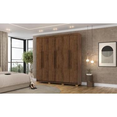 Imagem de Roupeiro Elegance 6 Portas e 2 Gavetas Internas - Cor Imbuia Rústico -