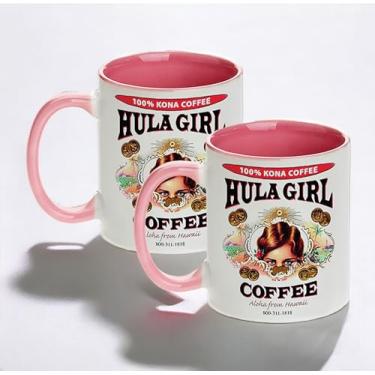 Imagem de Hula Girl COFFEE 325 ml Sublimação Cerâmica Orca Revestido Interior e Alça Caneca Colorida (Rosa, Pacote com 2)
