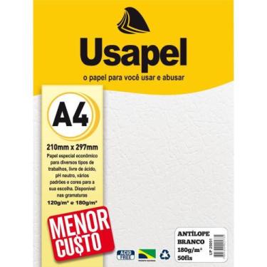 Imagem de Papel A4 Antilope Usapel Branco 180G CX com 50 - Filiperson