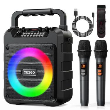 Imagem de Máquina de Karaokê Portátil OIZEGO com 2 Microfones e Bluetooth