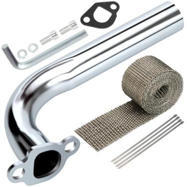 Imagem de YOXUFA Tubo de escapamento com proteção térmica para hemi não predador 212cc GX160 Coleman CT200U CT200U-EX BT200X Kt196 Baja Warrior TrailMaster MASSIMO MB200 196cc 6.5hp Mini Bike Go kart Motor pequeno