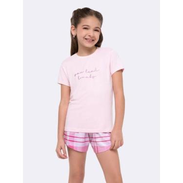 Imagem de Pijama Manga Curta com Short Infantil - Veggi, Rosa, 8, Meninas