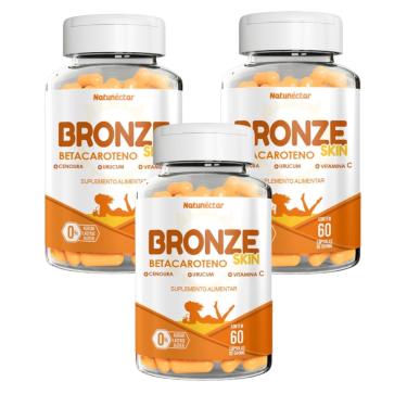 Imagem de 3x Bronze Skin- Betacaroteno- Urucum- Vit. c- 60 Caps. 500mg