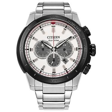 Imagem de Citizen Relógio masculino Eco-Drive Brycen cronógrafo prata aço inoxidável, mostrador branco (modelo: CA4188-81A), Prata