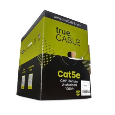 Imagem de trueCABLE Cat5e Plenum (CMP), 305 m, branco, 24 AWG 4 pares de cobre liso, 350 MHz, listado na ETL, par trançado não blindado (UTP), cabo Ethernet a granel