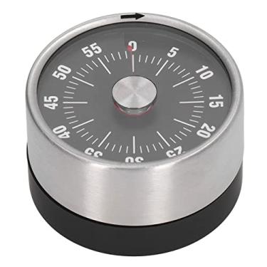 Imagem de Timer mecânico de aço inoxidável GRCFUMO, despertador de cozimento magnético com alerta de 70dB, 60 minutos de contagem do timer de cozinha para gerenciamento de cozinha de cozinha (Preto)