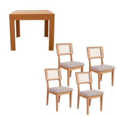 Imagem de Mesa Jantar Retangular Extensível e 4 Cadeiras Estofadas MDF - Dalla C
