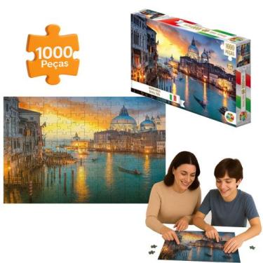 Imagem de Quebra Cabeça Jogo 1000pçs Veneza Italia Grande Pedaogico - GGB