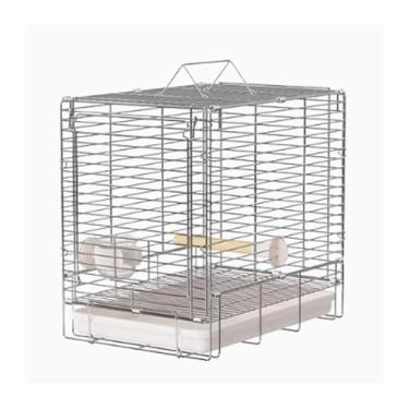 Imagem de Gaiola de pássaro papagaio de aço inoxidável gaiola dobrável ao ar livre gaiola de pássaro transporte portátil gaiola de voo (branca)