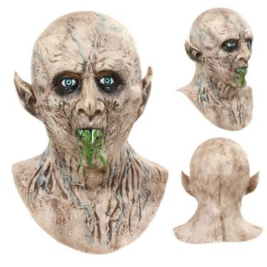 Imagem de greitenty Máscara de vampiro assustador monstro zumbi afiado máscara de dentes afiados diabo cabeça inteira de látex adereços para festa