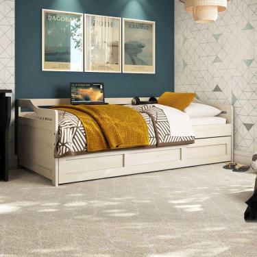 Imagem de Bicama Londrina Solteiro Branco Lavado Madeira Pinus - Saraiva