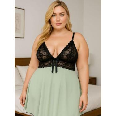 Imagem de Camisola Plus Size com Detalhe em Renda - c8 SHEYLA - MAJU EXCLUSSIVE,